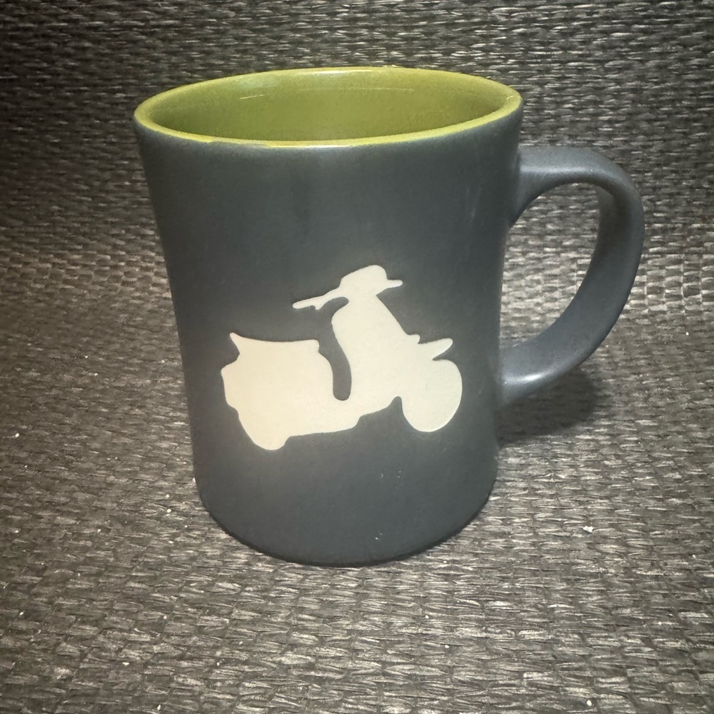Starbucks Gray and Green Mug with Scooter Design